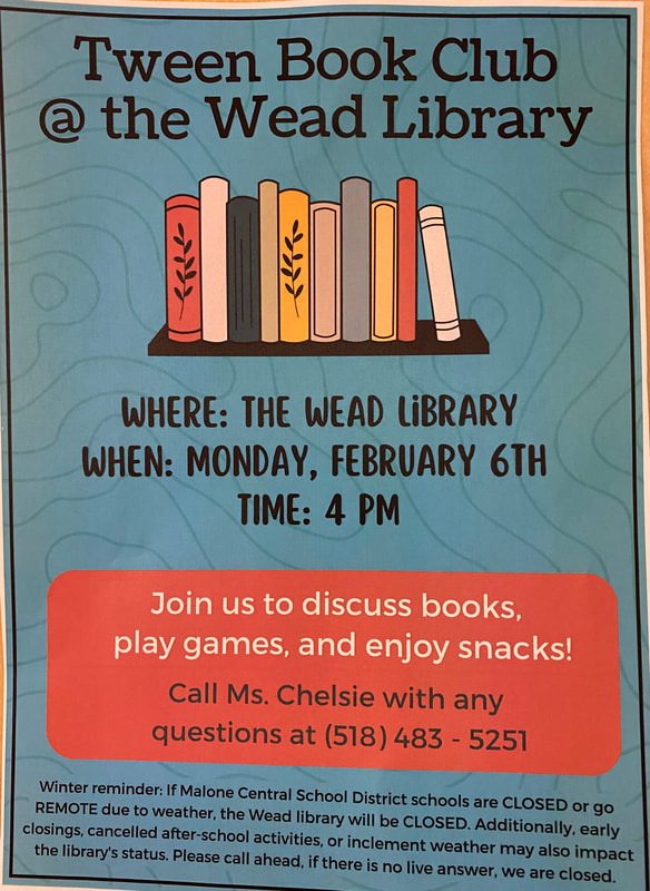 The wead book club meets again on the 6th! - MMS LIBRARY INFORMATION CENTER